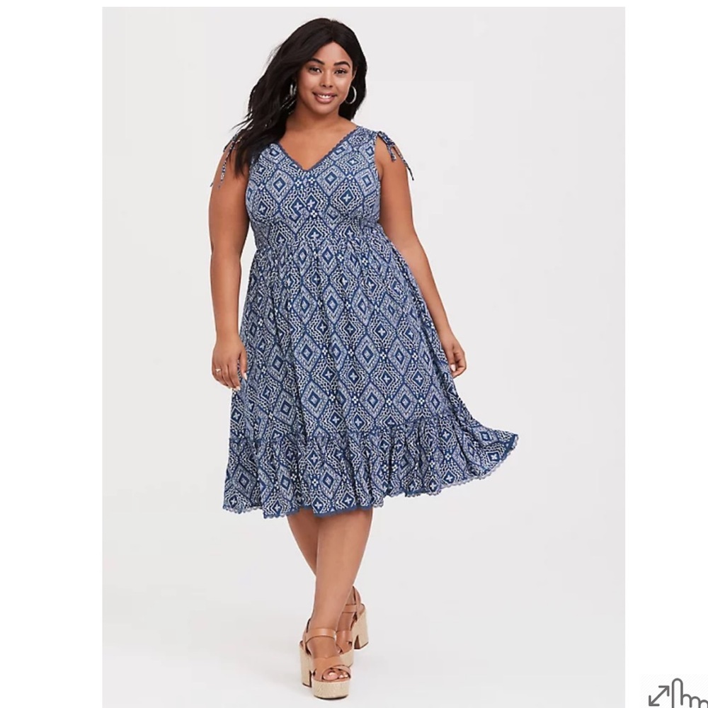 Blue Medallion Midi Dress 2X